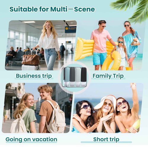 GLICPIX Travel Bottles for Toiletries TSA Approved 3oz Leak Proof Travel Size Toiletries, Travel Essentials with Toiletry Bag for Cosmetic Shampoo Conditioner Lotion