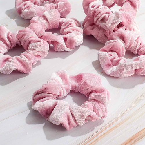 Juexica 100 Pcs Pink Hair Scrunchies Bulk Valentine's Day Velvet Soft Scrunchy Cute Hair Ties Scrunchies Solid Color Elastic Bands for Women Girl Accessories Party Favor (Pink)