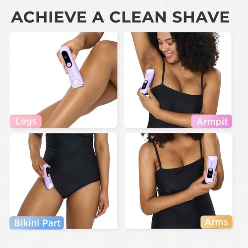 Bikini Trimmer for Women Pubic Hair: Rechargeable Eletctric Razors for Women - Painless Eletctric Shaver - (Wisteria Purple)