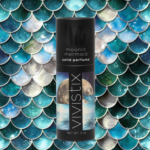 Vivistix Solid Perfume Stick | Moonlit Mermaid scent | Portable, clean, fresh, aquatic travel perfume | Made in the USA | no parabens, phthalates, or preservatives