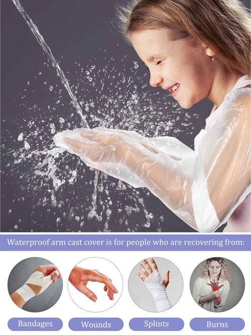 Sosation 50 Pcs Waterproof Arm Cast Cover for Shower Bath, Arm Cast Sleeve Protector, Adult Long Cast Bandage Protector Bag Covers for Shower Broken Wound Wrists Elbow(21.6 Inch)