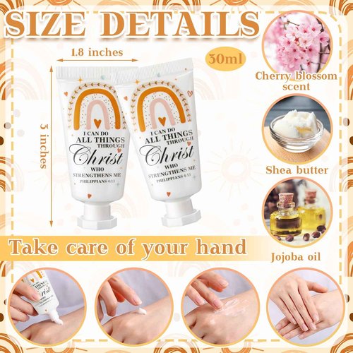 Heigble 50 Pack Christian Hand Lotion Bulk Gifts for Women Christmas Stocking Stuffers Bible Mini Travel Hand Lotion for Women Church Appreciation(Boho)