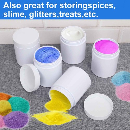 47Packs 8 oz Plastic White Jars with Lids, White Cosmetic jars with Wide-Mouth for beads, rhinestones, sequins Cosmetics, Lotion, Cream, Ointments and More by KUKLIPJIM.