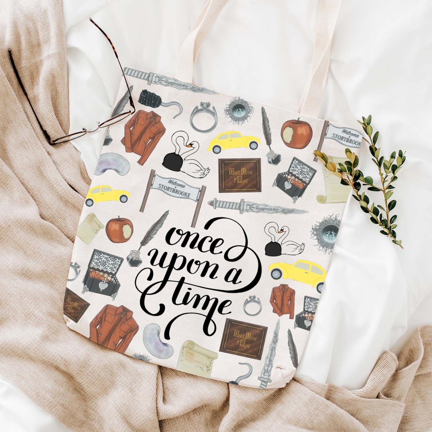 WCGXKO O-Upon a Time TV Inspired Gift Storytime With Zipper Toiletry Bag For Welcome To Storybrooke Fans (a time tote)