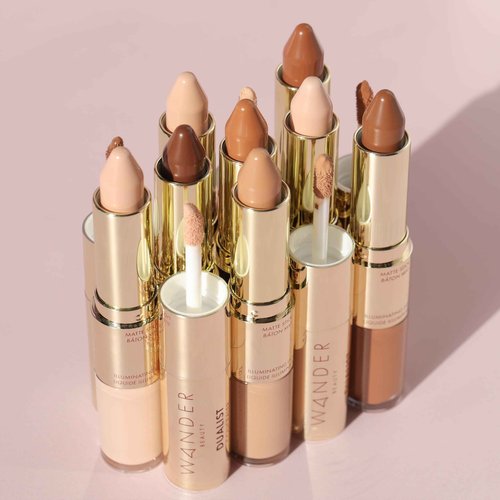 Wander Beauty Dualist Matte and Illuminating Concealer Makeup - Ebony - Dual-Ended Matte Concealer Stick + Liquid Concealer - Full Coverage Concealer Brightens & Hydrates Under Eyes - 0.28 fl oz
