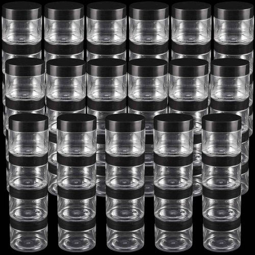 ZEONHAK 68 Pack 2 OZ Plastic Jars with Lids, Round Clear Slime Containers, Refillable Cosmetic Containers for Travel, Storage Lotion Cream Cosmetics Powders and Small Parts
