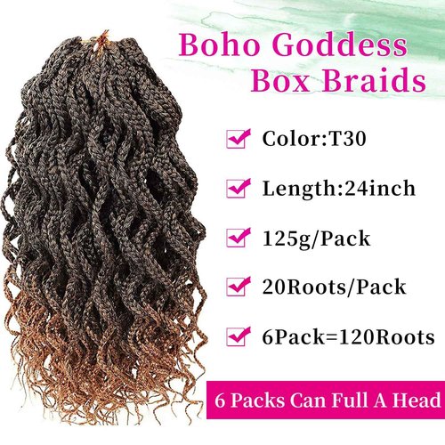 24 Inch Brown Curly Crochet Hair for Black Women Locs Box Braids Crochet Hair Curly Crochet Box Braids Hair Extensions