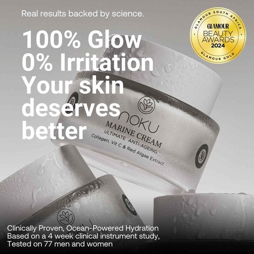 Noku Marine Cream – EWG VERIFIED - Ultra Hydrating Anti-Aging Moisturizer with Red Algae, Vegan Collagen & Argireline Peptides, 50 ml / 1.69 fl oz | Vegan, Cruelty-Free, Award-Winning Formula