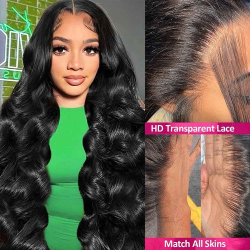 13x4 HD Transparent Lace Frontal Human Hair Body Wave Lace Closure 100% Brazilian Virgin Human Hair Ear to Ear Lace Front Natural Color 14 inch
