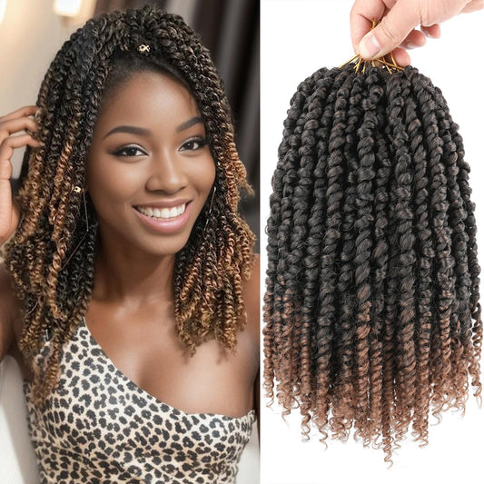 Passion Twist Hair 10 Inch 9 Packs Passion Twist Crochet Hair for Black Women Pre Looped Short Passion Twist Hair Pre-twisted Bohemian Passion Twists Braiding Hair for Kids and Girls (10 Inch,1B)