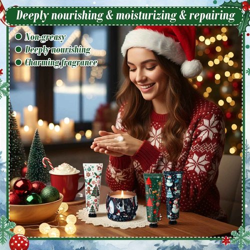 6sets/12pcs Christmas Bulk Gifts for Women 3.5oz Scented Candles & Hand Cream Lotion Set Christmas Stocking Stuffers Xmas Hand Cream Gift Relaxing Spa Set Travel Size Mini Lotion for Xmas Party Favor
