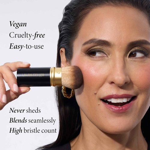 LAURA GELLER Baked Balance-N-Glow Illuminating Color Correcting Foundation - Light - Retractable Airbrush Kabuki Brush (2 PC)
