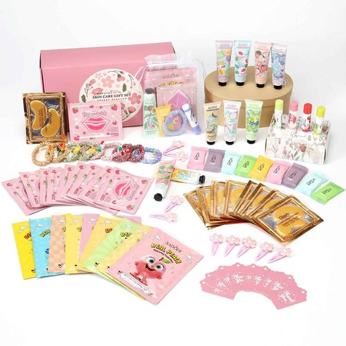 100Pcs Spa Party Supplies for Girls,Spa Party Favors Skincare Fruit Face Masks,Lip Masks,Under Eye Patches,Hand Cream,Lip Balm,Thank You Gifts Bulk,Spa Birthday Sleepover Party Supplies for Women