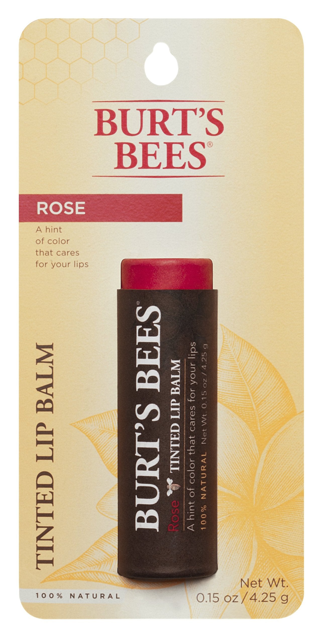 Burt's Bees 100% Natural Tinted Lip Balm, Rose with Shea Butter & Botanical Waxes – 2 Tubes