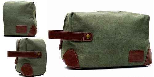 Vetelli Vintage Canvas Toiletry Bags, Travel In Style, Waterproof Canvas Dopp Kits, Durable (Marco) (Green)