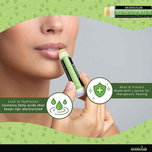GreenIVe Hemp Lip Balm, Vegan, Omegas 3 & 6, Vitamin E, L-Lysine, Hydrating Handcrafted (5)
