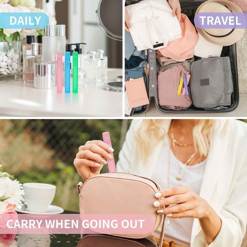 Axigundaone 80 Pcs 10 ml Plastic Perfume Bottles, Fine Mist Spray Bottle Empty, Plastic Perfume Bottles for Travel Makeup (Colorful)