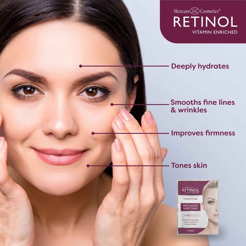 LIVAURA Retinol Anti-Aging Sheet Mask – Hydrating Vitamin-Enriched 15 Minute Treatment With Collagen Firms Face – Exfoliates for Improvement In Tone & Minimizes Fine Lines For Noticeable Difference