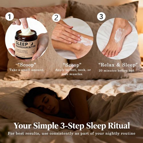 WAESKI Magnesium Butter for Sleep - Magnesium Cream with Shea & Mango Butter, Arnica & Essential Oils, Nighttime MagnesiumLotion for Leg, Foot, Original Lavender 4oz