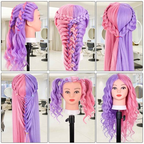 MYSWEETY Mannequin Head with Hair, Doll Head for Hair Styling, 26" Manikin head with 70% Real Human Hair Cosmetology Makeup Hairdressing Training Head with Clamp Holder and Tools
