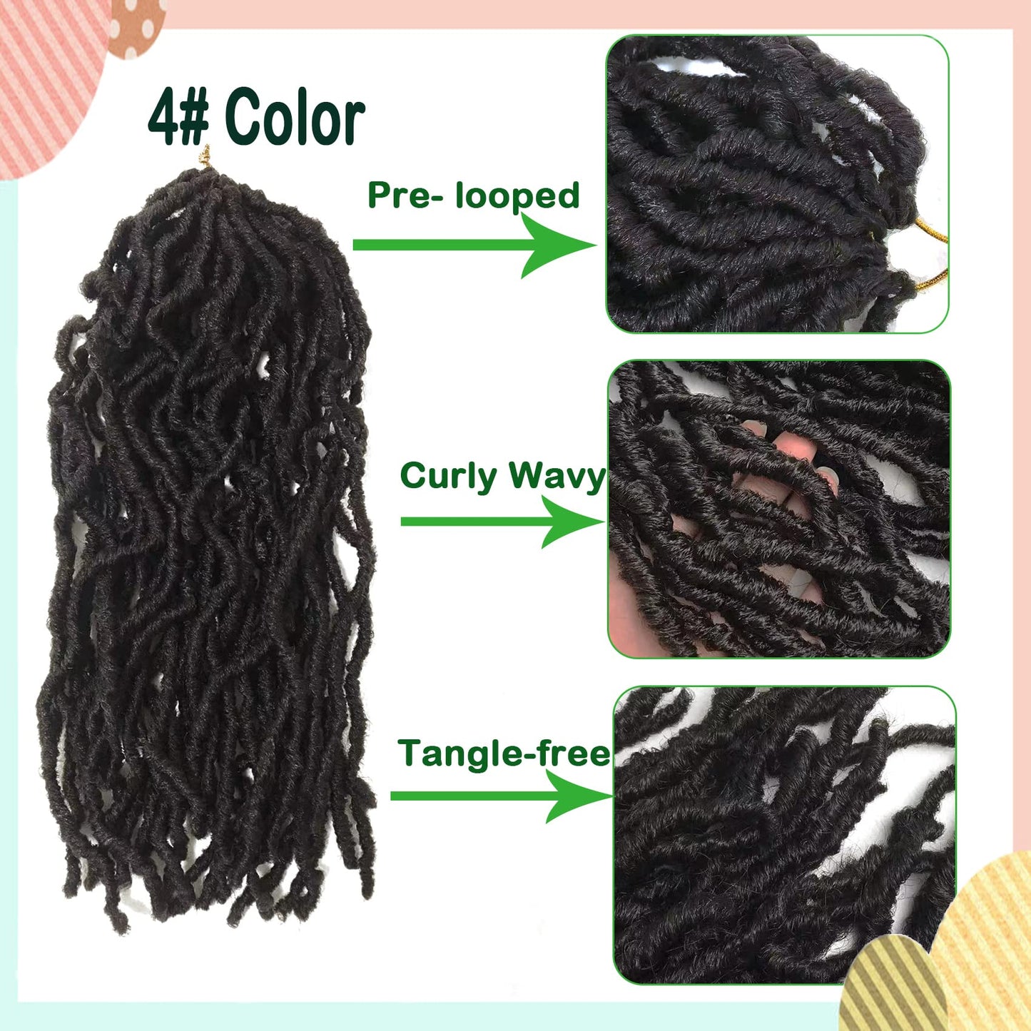 Short Soft Locs Crochet Hair 14 Inch 8 Packs New Faux Locs Wavy Dreadlocks Crochet Braids, Soft Goddess Braids Crochet Hair Curly Wavy Pre-Looped Crochet Hair for Black Women (4#, 8 Packs)