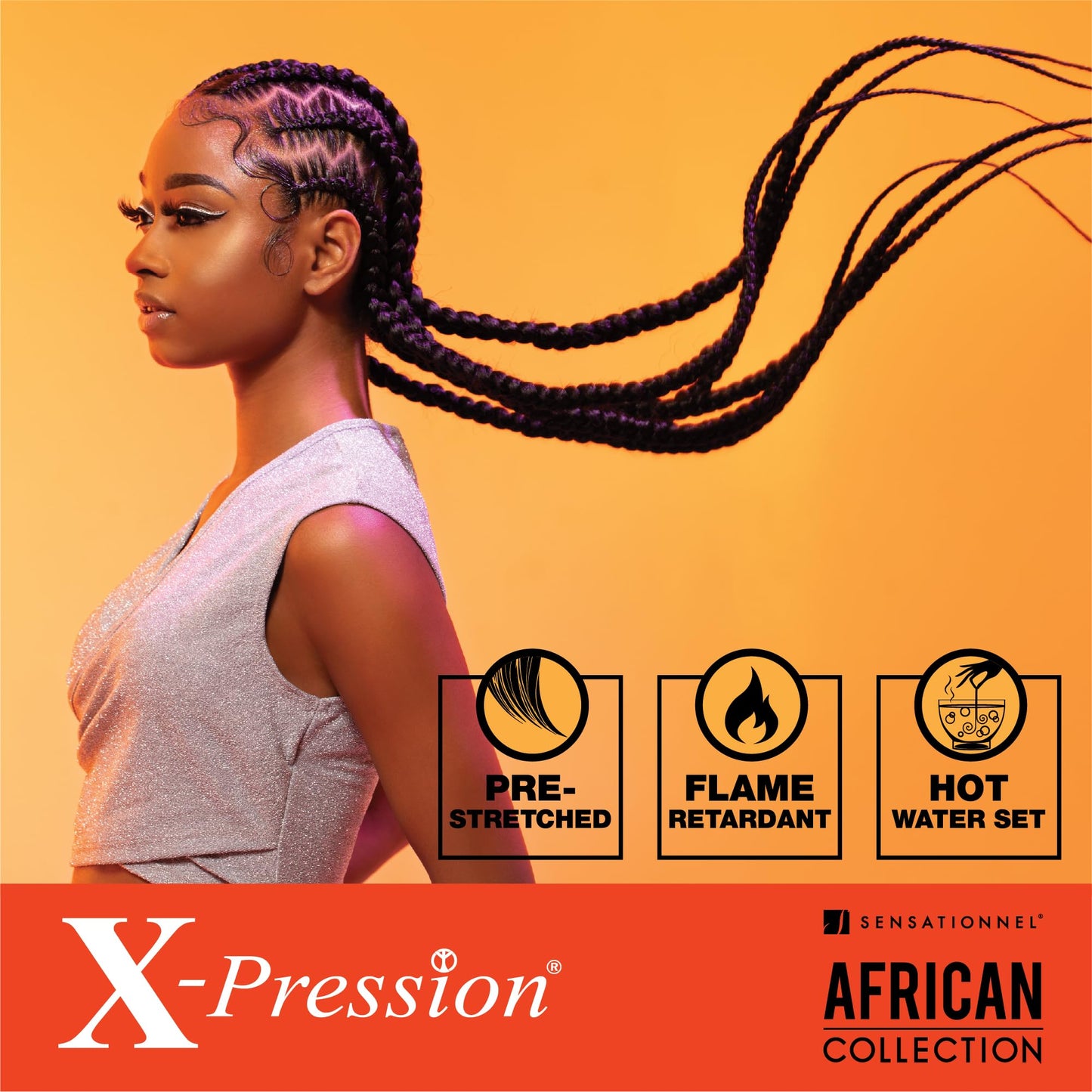 Sensationnel X-pression prestretched braiding hair - 3x braid 58 inch all kanekalon flame retardant synthetic braid for box braids and twists (1 pack, 30 LIGHTAUBURN)