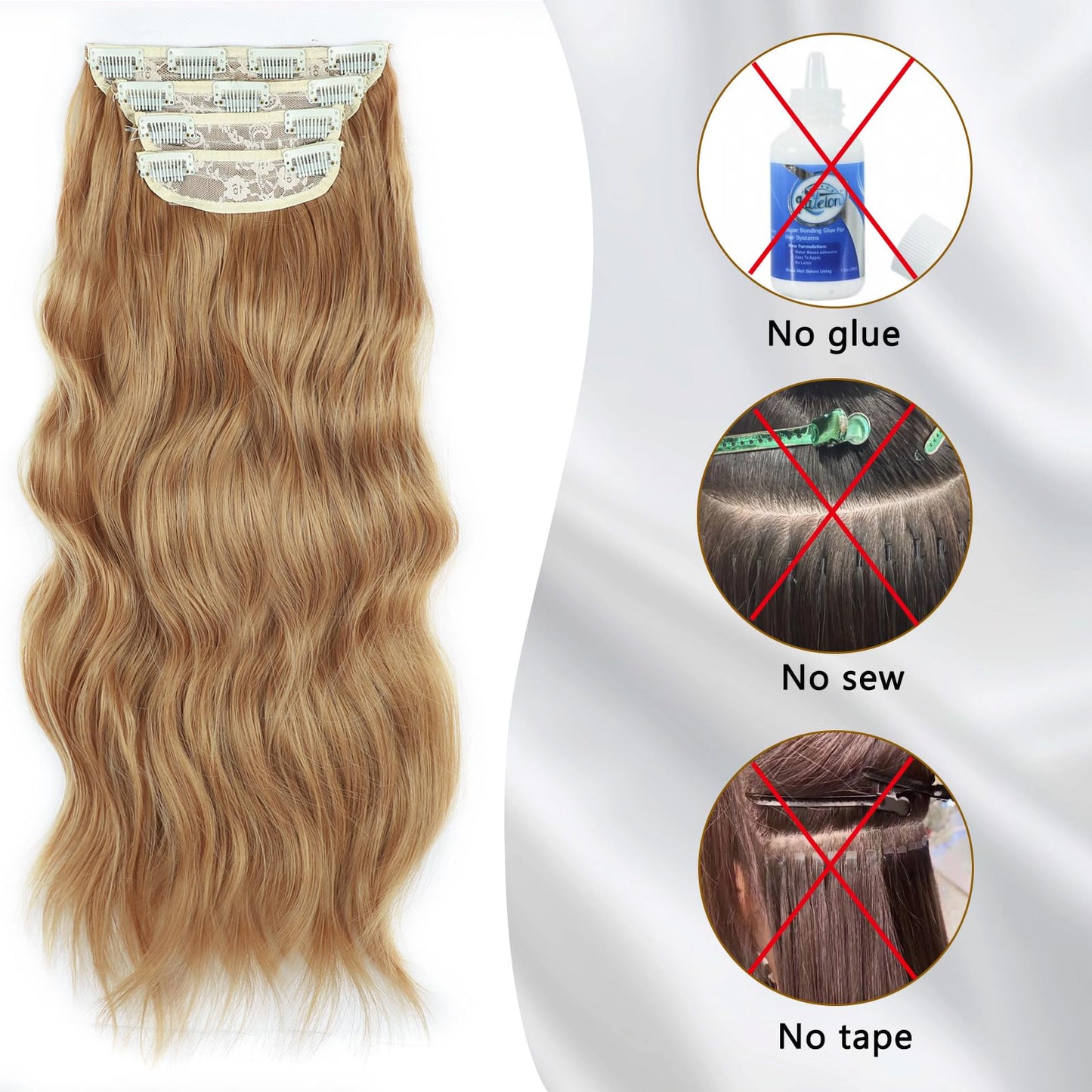 Clip in Hair Extensions for Women 20 Inch Copper Red Hair Extension Long Wavy Hair Extension Thick Hairpieces Clip in Hair Extensions Long Hair Extension (20INCH, 30/44B)