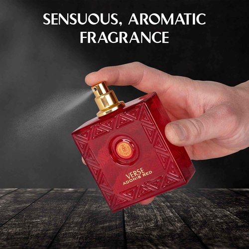 Verse Adonis Red for Men - 100ml Eau De Parfum Spray - Fruity Warm & Floral Fragrance Smell Fresh All Day Long Lasting Includes NovoGlow Carrying Pouch Gift for All Occasions
