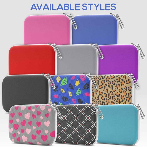 OPTIPAK Slim Multipurpose Purse Pouch | Neoprene Makeup Bag with Zipper Pouch & Carabiner Keychain | Portable Travel Cosmetic Bag, Women’s Travel Makeup Tote (Pack of 3)
