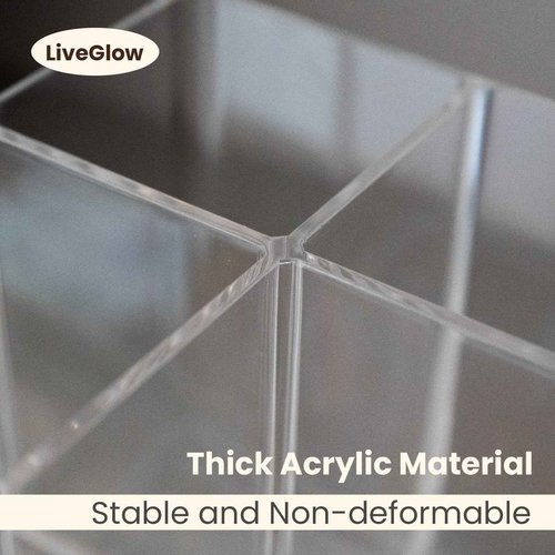 LiveGlow Clear Makeup Brush Holder,Acrylic Rotating 360°Makeup Brush Organizer,Pen holder with 4 Grids,Makeup Holder for Courtup,Containers for Desk,1pc
