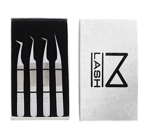 M LASH V4 - Stainless Steel Precision Eyelash Tweezers - Professional Grade Lash Applicator Tool for Meticulous Eyelash Extensions (Silver)