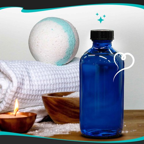 Nevlers 8 oz Glass Bottles with Lids 18 Pack | Cobalt Blue Reusable Glass Bottles with Caps, Funnel, Cleaning Brush, Marker & Labels | For Use as Mini Perfume Bottle, Small Tincture Bottle, & More