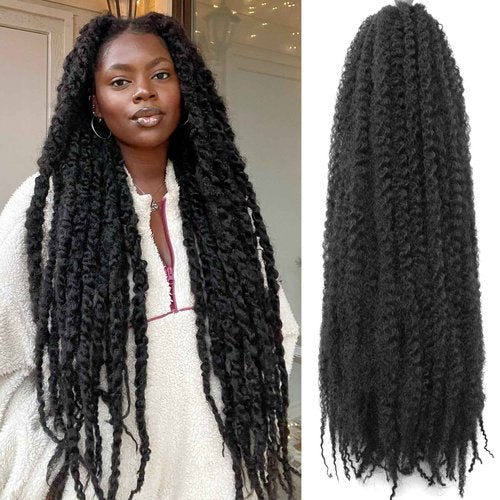 Marley Twist Braiding Hair 30 Inch Marley Twist Hair 8 Packs Cuban Twist Hair Afro Kinky Crochet Hair Synthetic Marley Hair Extensions (30 Inch(Pack of 8),1B)
