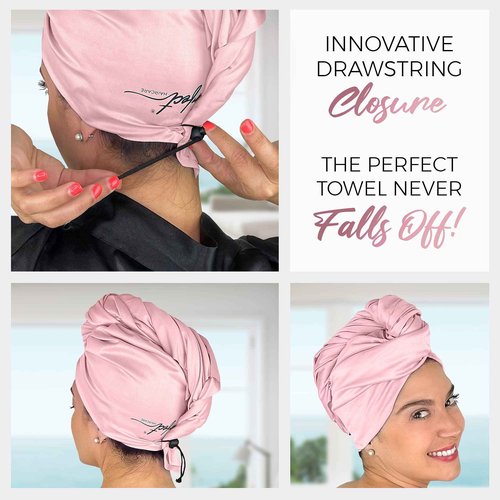 THE PERFECT HAIRCARE Curly Hair Girls Microfiber Plopping Towel Set - Anti-frizz Silky Smooth Hair Drying Wrap for Women - Super Absorbent Large Hair Towel + 2 Scrunching Towels to Micro Plop