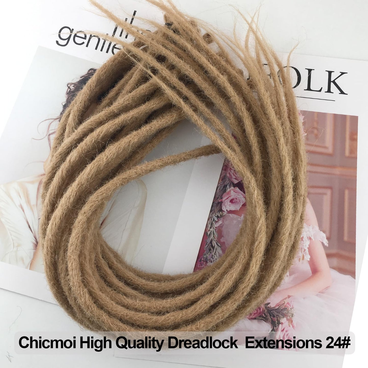 Synthetic Dreadlock Extensions 24# Blonde Human-Like Dreads Hair Extensions 20 Strands 24 Inch Crochet Loc Extensions 0.7 cm Wide Reggae Style Prelooped Crochet Braids For White Women