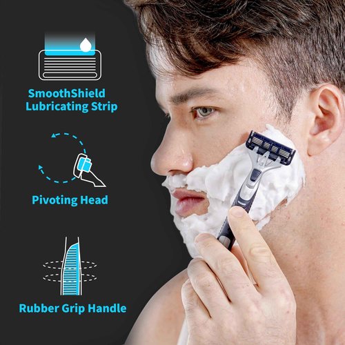 DORCO Pace Pro 4 Disposable Razors, 9 pack - Long Lasting 4 Blade Technology with a Precision Trimmer, Safety Guard Bar, Pivoting Head and Non-Slip Rubber Handle (9 Razors)