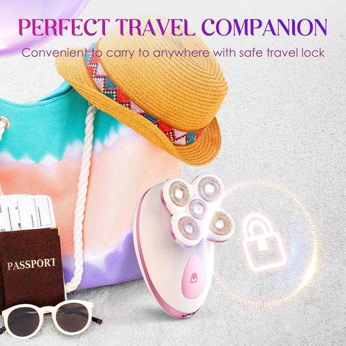 Electric Razors for Women Legs - Painless Body Shavers for Sensitive Skin - 5 in 1 Cordless Lady Trimmer for Women's Leg, Bikini and Face - Waterproof Wet/Dry Remover, Rechargeable, Pink