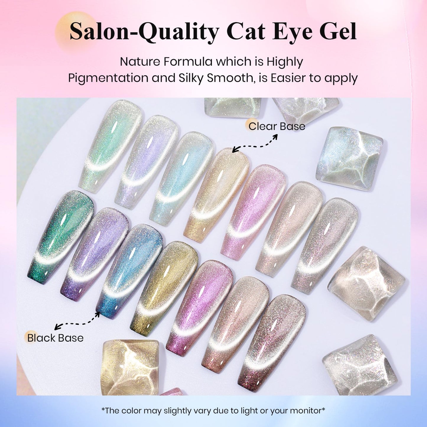 MIZHSE Cat Eye Gel Nail Polish, Auroras Magnetic Gel Polish Set 8 Colors with Magnet Stick, Shiny Glitter Cateye Gel Polish Blue Green Purple Brown Soak Off Nail Art Salon Manicure Gift for Ladies