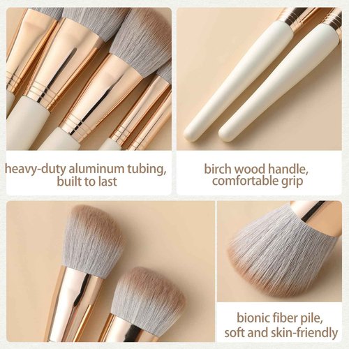 Makeup Brushes, 11pcs Makeup Brusheas Set with Wooden Handle, Include Foundation, Concealer, Blush, Eyeshadow, Eyeliner, Powder, Highlighter, Blending, Face Brush Set
