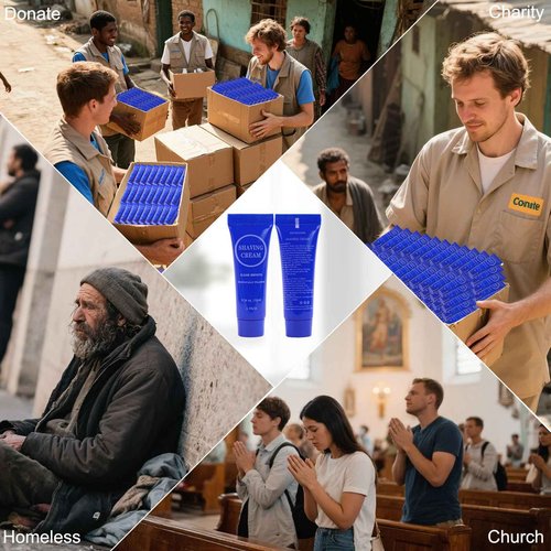Disposable Shaving Cream for Men, Small Bottle Individually Wrapped Mini Shave Cream in Bulk, Travel Size Toiletries Amenities Vacation for Hotel, Shelter/Homeless/Nursing/Charity 0.34oz (Pack of 200)