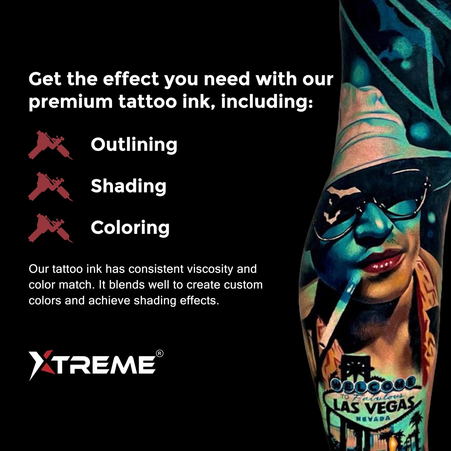 Xtreme Tattoo Ink, Versatile Medium Viscosity for Precision Tattooing, Rich Hue, Quick Healing, Acrylic-Free, Water Based, Highest Safety Stards - Ready-to-Use Tattoo Ink (Caribbean Holiday, 1 oz)