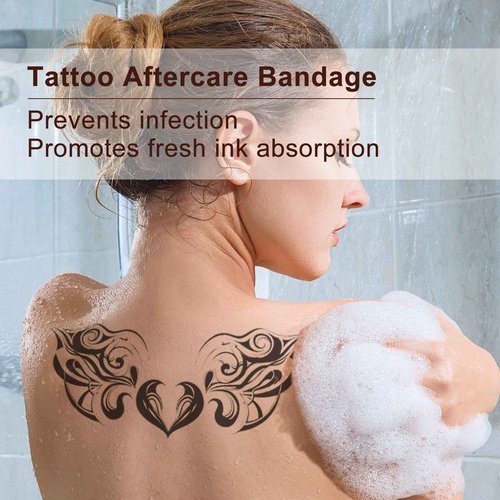 LotFancy Tattoo Aftercare Bandage, 4" x 12 Yards Roll, Transparent Film Dressing, Waterproof Protective Tattoo Wrap Tape for Second Skin Healing, Tattoo Supplies and Scar Therapy