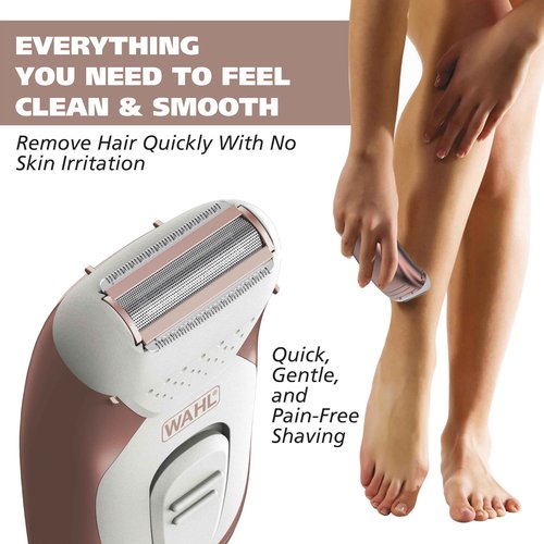 Wahl Smooth Confidence Ladies Waterproof Cordless Battery Shaver for Legs, Bikini Line, and Armpits - Model 7067