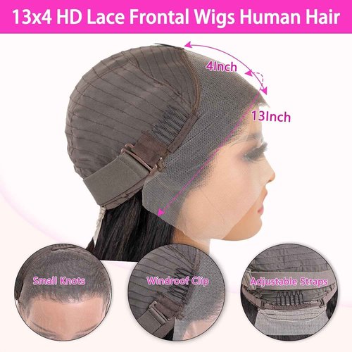 OPNGF Straight Bob Wig Human Hair Glueless 13x4 Lace Front Wigs For Women Pre Plucked HD Short Bob Wig Human Hair 13x4 Frontal Lace Wig With Baby Hair 180% Density 16 Inch