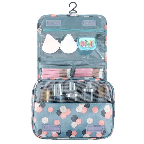 Pengxiaomei Toiletry Bag, Waterproof Hanging Cosmetic Bag Portable Travel Makeup Pouch Multifunction Handle Travel Toiletry Bag Organizer with Hook for Women Girls(Blue)