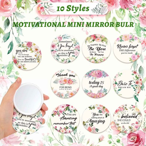 Kacctyen 20 Pcs Christmas Inspirational Gifts 10 Canvas Cosmetic Bags 10 Mirrors Thank You Makeup Bags Travel Toiletry Pouch Bulk for Church Women Teacher Coworker Employee Coworker Mothers