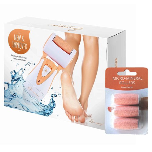 Own Harmony Electric Callus Remover for Feet and 6 Rollers Bundle: Professional Feet Care for Women, CR900 Rechargeable Foot Grinder & Electronic Foot File Pedi Sander for Cracked Heels & Hard Skin