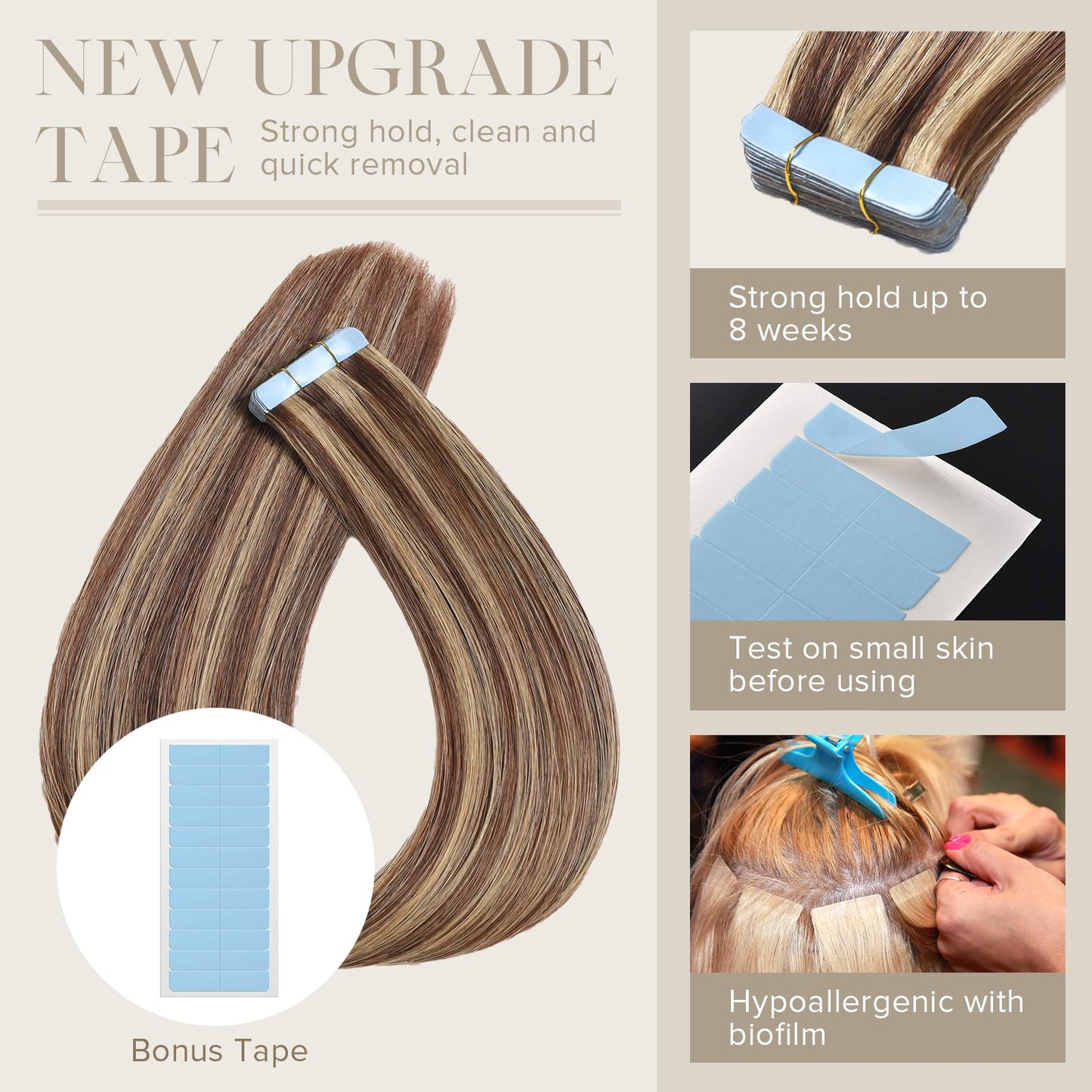 Mifes Tape in Hair Extensions Human Hair #P4/27 Balayage Color 20pcs/40g 14 Inch Chocolate Brown to Honey Blonde Highlight Tape in Human Hair Skin Weft Human Hair Extensions