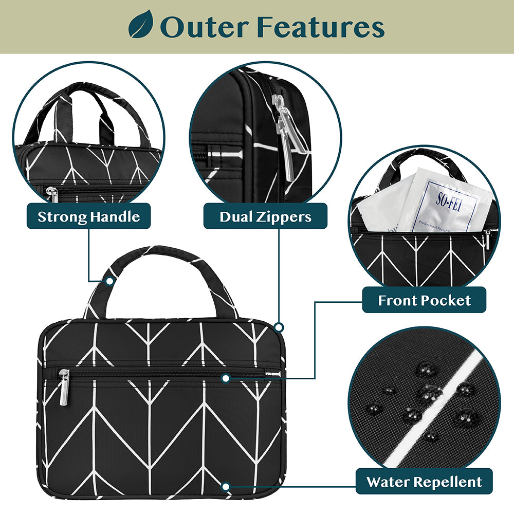 Travel Toiletry Bag with Hanging Hook Water-Resistant Organizer Pouch