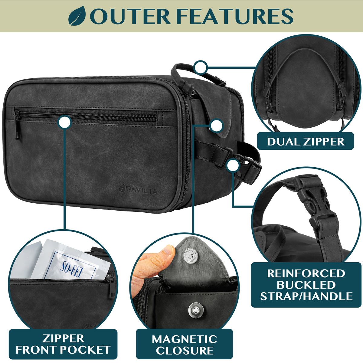 Travel Toiletry Bag Organizer for Men and Women Waterproof Cosmetic and Shaving Kit